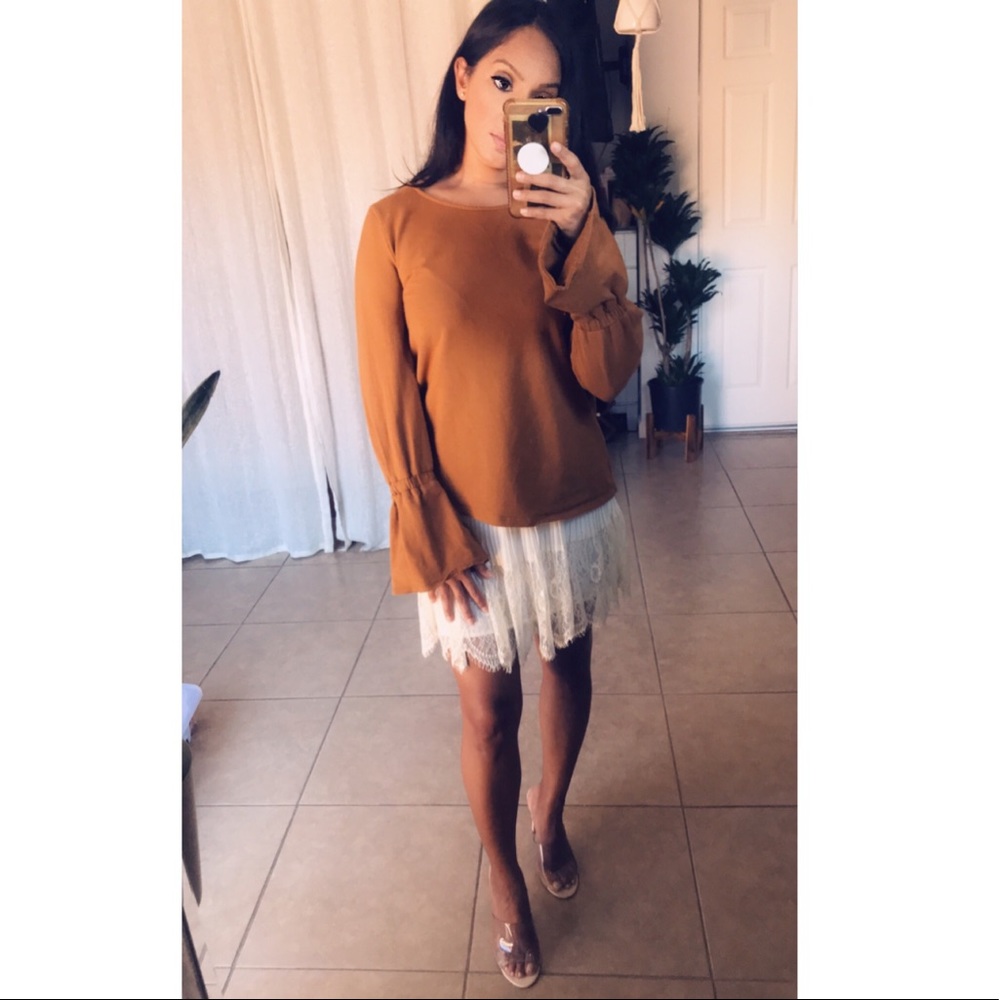 Camel Flared Sleeve top